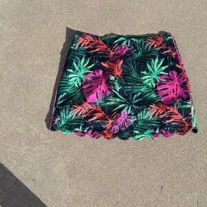 Lady Hagen Tropical Print Mini Skirt - Green, Pink, Red